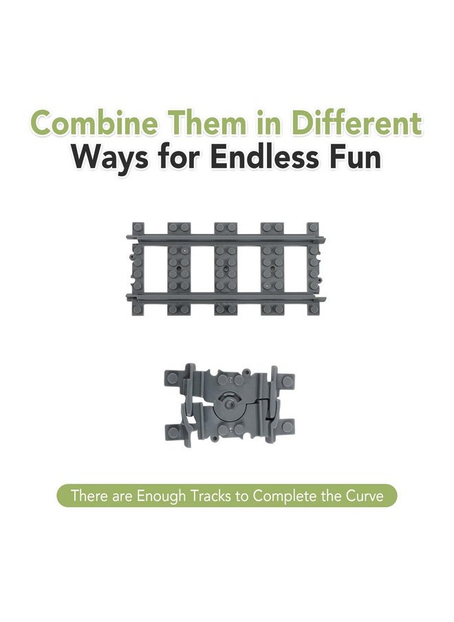 Lekebaby - City Train Tracks, 36 Straight And 24 Flexible Classic Train Tracks Accessories,Railroad Extension Building Toy Compatible With All Major Brand(60Pcs) - Image 1