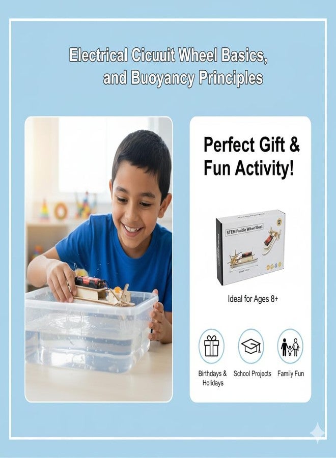 SUNBEET STEM Paddle Wheel Boat Building Kit - DIY Science Experiment Set for Kids - Educational Motorized Wooden Boat Craft - Learning Physics & Engineering Ages (Paddle Steamer) - Image 4