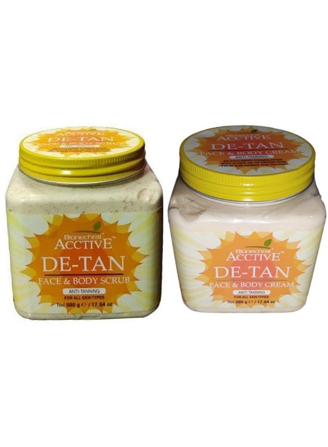 Generic PasCom Bionechral ACCTIVE DE-TAN Face & Body Cream (anti tanning) | Face & Body Scrub (EACH 500 gm) Pack Of 2  - Image 1