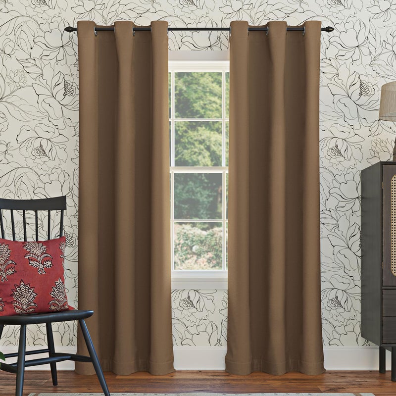 Sun Zero Easton Energy Saving Blackout Grommet Curtain Panel, 40" x 95", Barley - Image 1