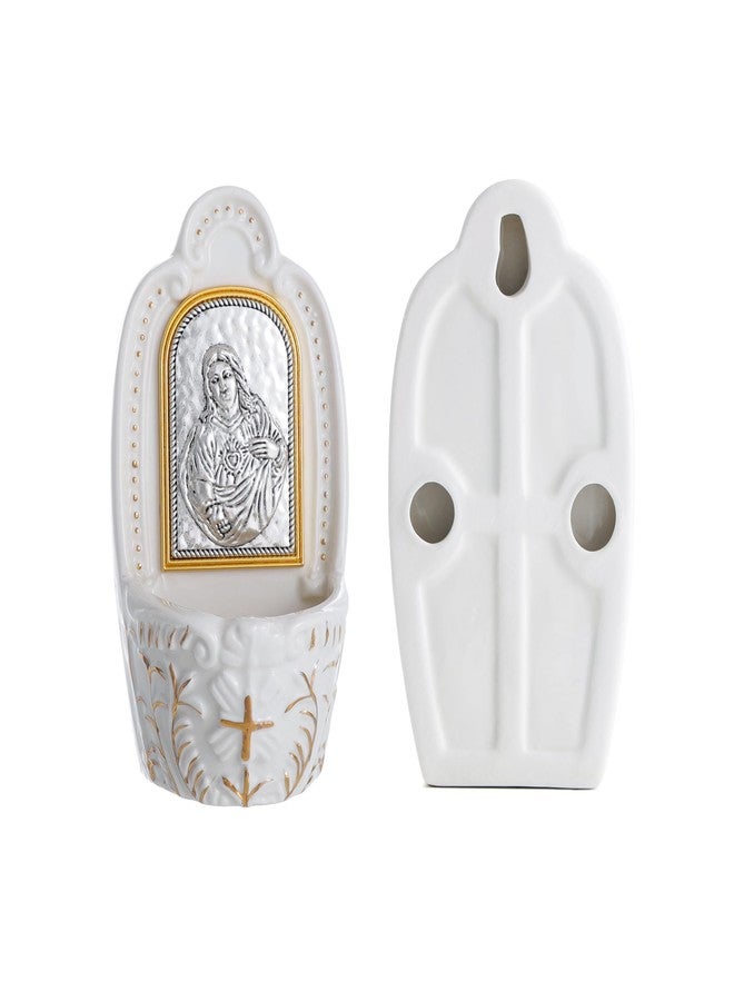 KOMI Sacred Heart of Jesus Holy Water Font Catholic Decor Porcelain Holy Water Fonts for Home Wall Hanging Religious Gifts - Image 3