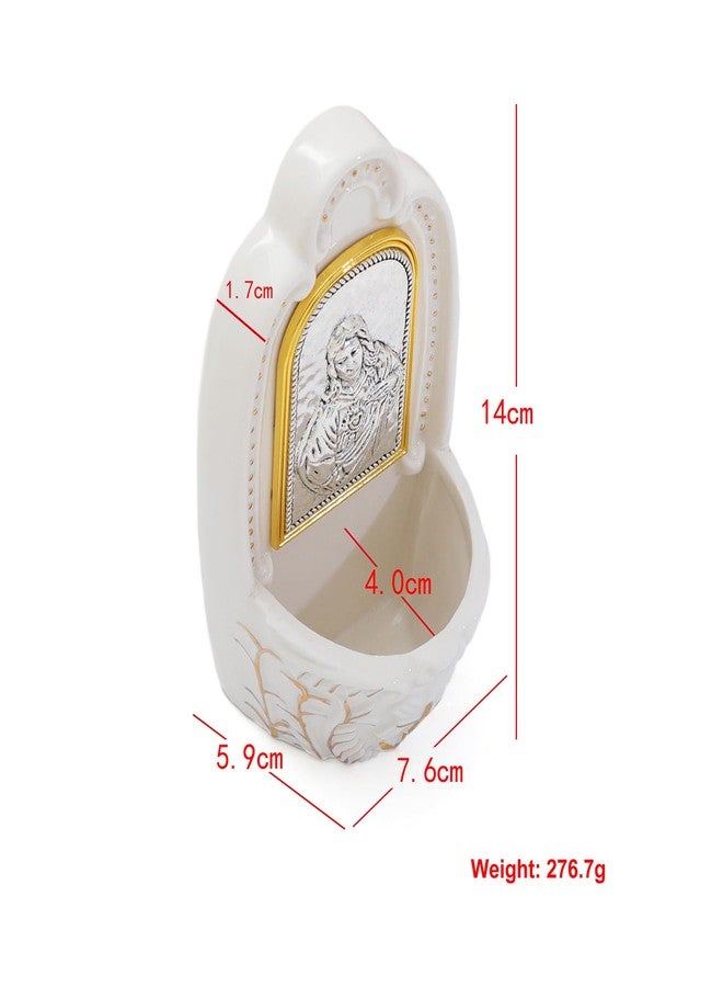 KOMI Sacred Heart of Jesus Holy Water Font Catholic Decor Porcelain Holy Water Fonts for Home Wall Hanging Religious Gifts - Image 2