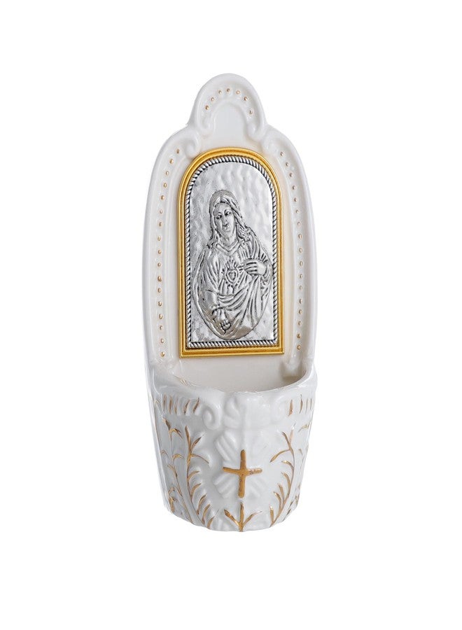 KOMI Sacred Heart of Jesus Holy Water Font Catholic Decor Porcelain Holy Water Fonts for Home Wall Hanging Religious Gifts - Image 1