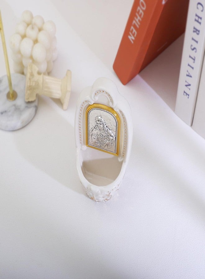 KOMI Sacred Heart of Jesus Holy Water Font Catholic Decor Porcelain Holy Water Fonts for Home Wall Hanging Religious Gifts - Image 5