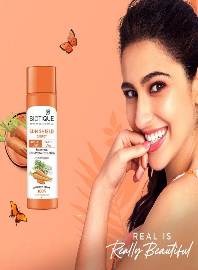 Biotique Biotique Bio Carrot Face & Body Sun Lotion Spf 40 Uva/Uvb Sunscreen For All Skin Types In The Sun, 120Ml  - Image 2