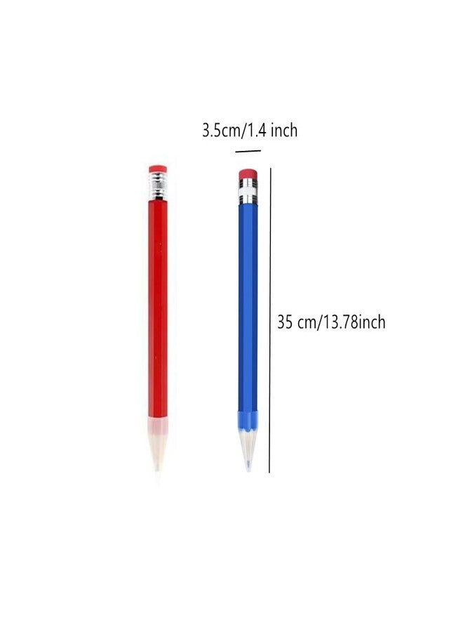 Ebonee 3 Pack Funny Big Pencil for Kid, Novelty Wooden Jumbo Pencils with Cap Eraser, 14 Inch Wood Large Giant Pencil DIY Woodworking for School Office Writing (Blue, Red, Yellow) - Image 3