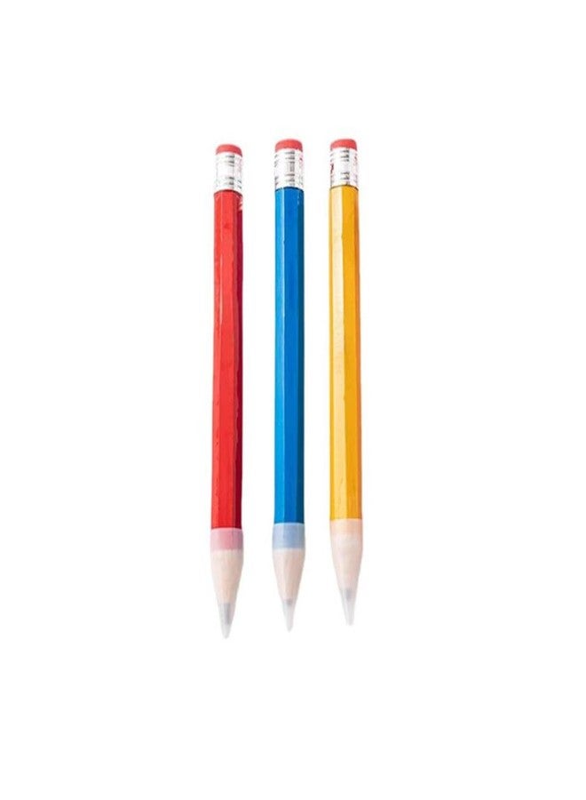 Ebonee 3 Pack Funny Big Pencil for Kid, Novelty Wooden Jumbo Pencils with Cap Eraser, 14 Inch Wood Large Giant Pencil DIY Woodworking for School Office Writing (Blue, Red, Yellow) - Image 1
