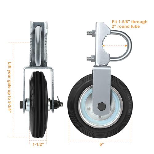 Mofeez Gate Wheel for Metal Swing Gate with 1-5/8" Thru 2" Gate Frames, Gate Support Wheel for Chain Link Fence, Prevent Gate from Dragging - Image 3