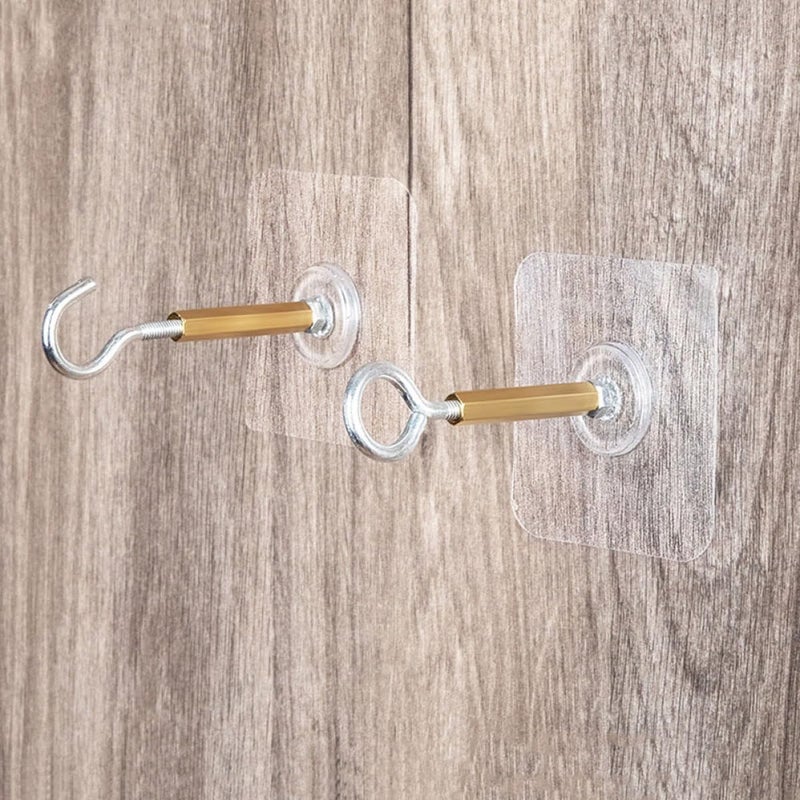 Strong Adhesive Ceiling Hooks 4 Pack 2 Open 2 Closed White Nail Free Bathroom Kitchen Storage - Image 5