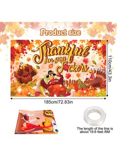 HOWAF Fun Friendsgiving Party Banner, Thankful For You Friends Background Banner For Friends Thanksgiving Party Decoration Photo Supplies, Thanksgiving Maple Leaf Turkey Hanging Banner  - Image 2