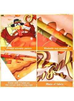 HOWAF Fun Friendsgiving Party Banner, Thankful For You Friends Background Banner For Friends Thanksgiving Party Decoration Photo Supplies, Thanksgiving Maple Leaf Turkey Hanging Banner  - Image 3
