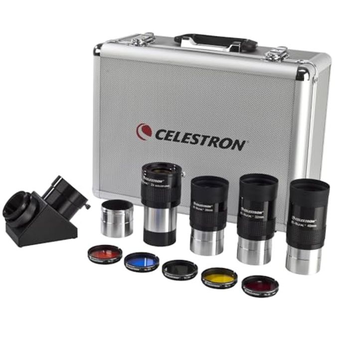 Celestron 2 Eyepiece And Filter Accessory Kit  12 Piece Telescope Accessory Set  E-Lux Telescope Eyepiece  Barlow Lens  Colored Filters  Diagonals  Sturdy Metal Carry Case - Image 4