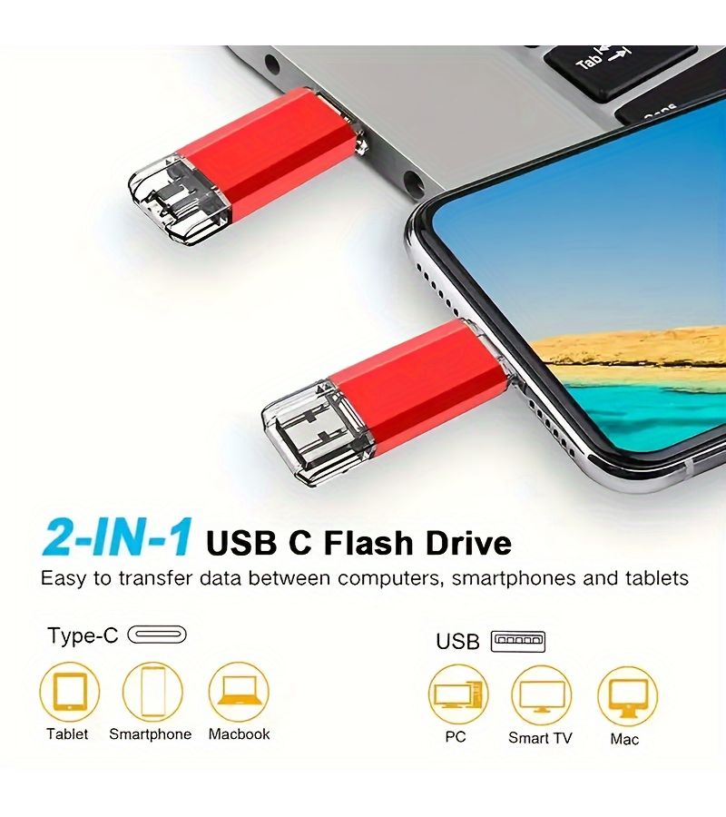 2 In 1 USB 2.0 Flash Drive 64GB Silvery For Phones TV Car Stereo - Image 4