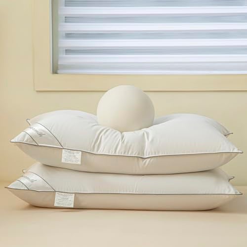 Eastwarmth Goose Feathers Down Pillows for Sleeping, Hotel Collection Bed Pillow with Grey Piping Standard Size (20X26IN) 1 Pack - Image 2