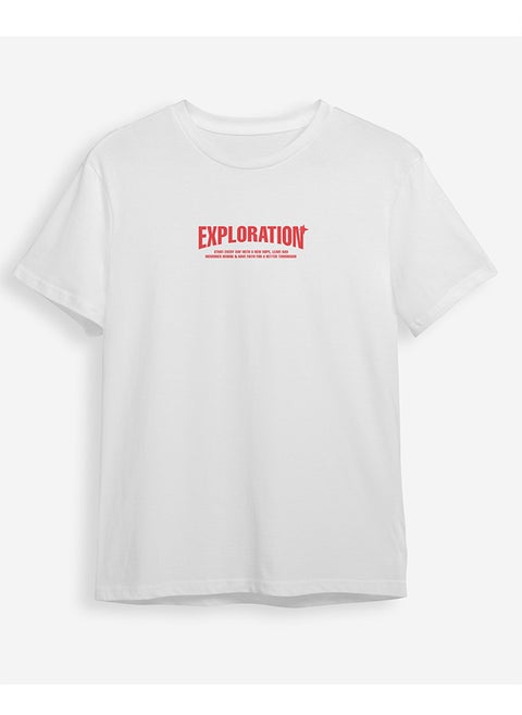 White Text Printed Regular Cut T-shirt TMNSS24TS00245