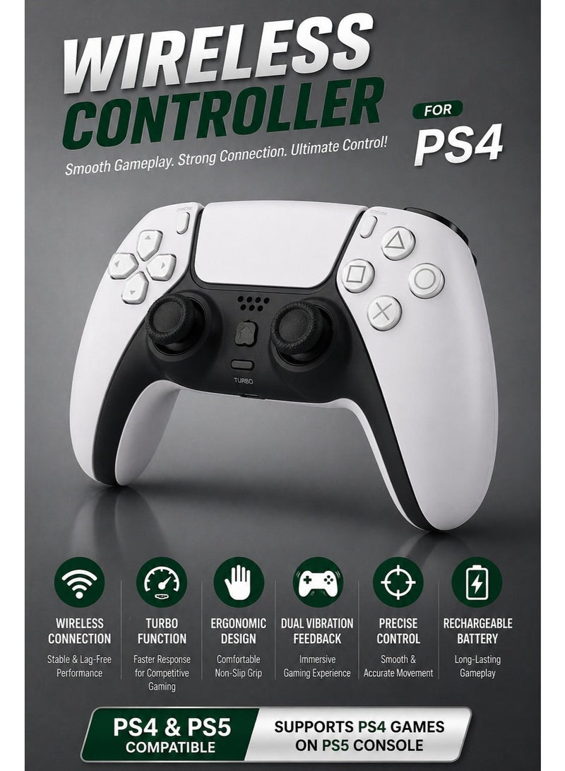 Gamix Wireless Gaming Controller for PS4, PS4 Slim & PS4 Pro, Bluetooth Gamepad with Dual Vibration, Turbo Function, Rechargeable Battery, Supports PS4 Games on PS5 - Image 2
