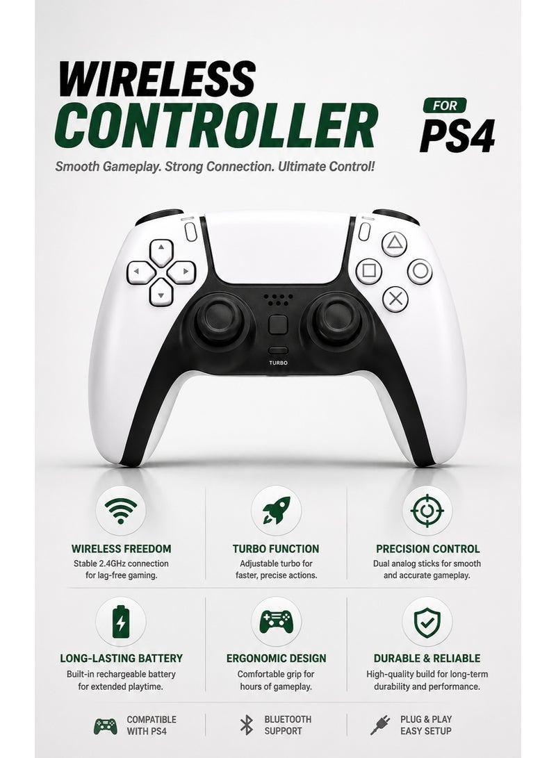 Gamix Wireless Gaming Controller for PS4, PS4 Slim & PS4 Pro, Bluetooth Gamepad with Dual Vibration, Turbo Function, Rechargeable Battery, Supports PS4 Games on PS5 - Image 1