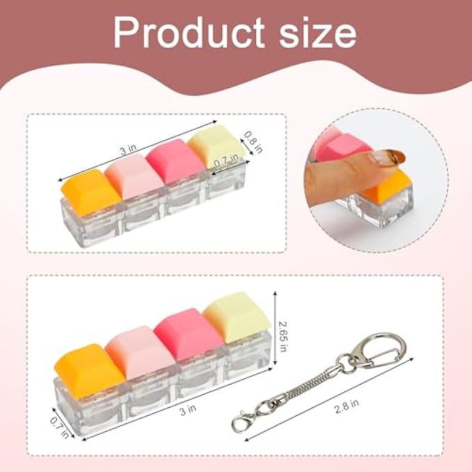 Zasukol 2 PCS Keyboard Fidget Toy for Adults, Fidget Keyboard Clicker, Fidget Keyboard Keychain Sensory Toys for Relieve Stress, Anxiety - Image 2