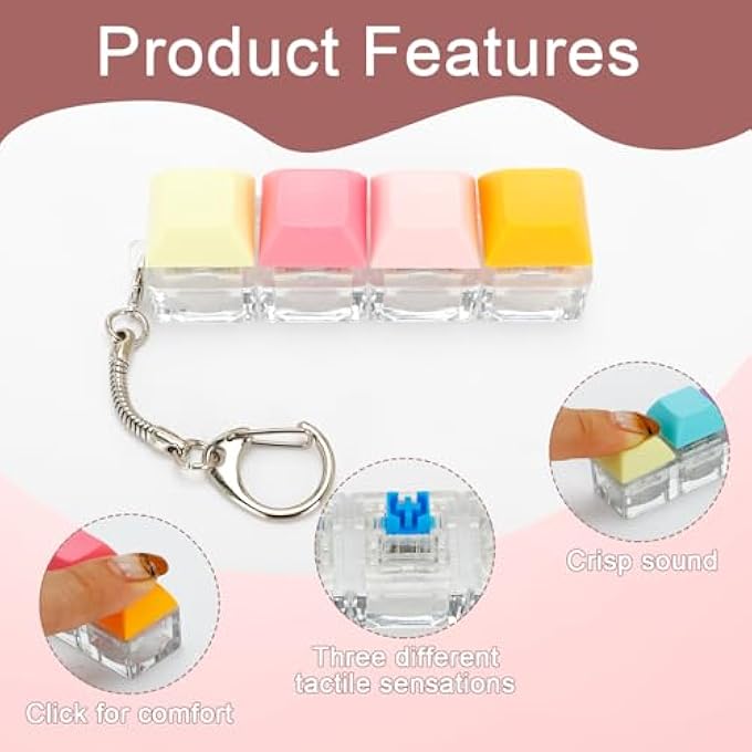 Zasukol 2 PCS Keyboard Fidget Toy for Adults, Fidget Keyboard Clicker, Fidget Keyboard Keychain Sensory Toys for Relieve Stress, Anxiety - Image 3