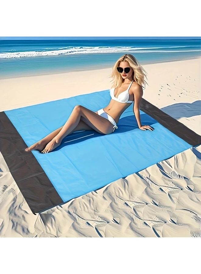 Orange Sandproof Beach Blanket 79x83 Inch Portable Picnic Mat With Corner Pins - Image 5
