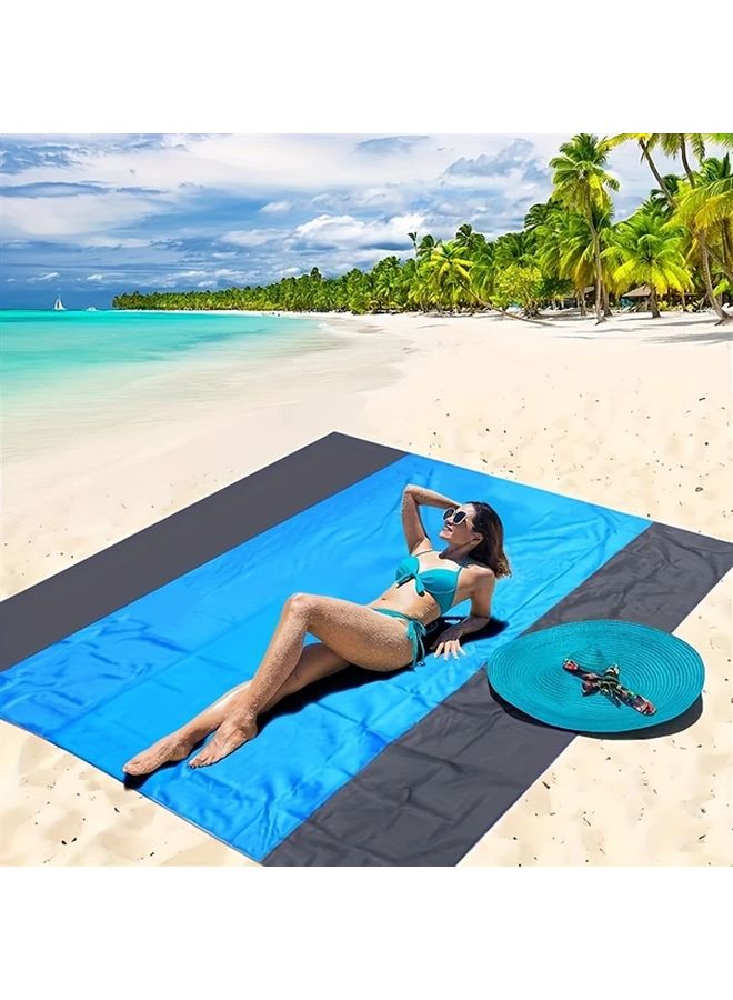 Orange Sandproof Beach Blanket 79x83 Inch Portable Picnic Mat With Corner Pins - Image 2