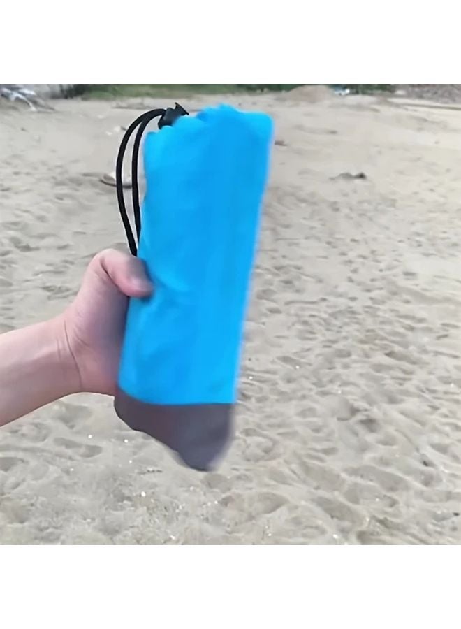 Orange Sandproof Beach Blanket 79x83 Inch Portable Picnic Mat With Corner Pins - Image 3