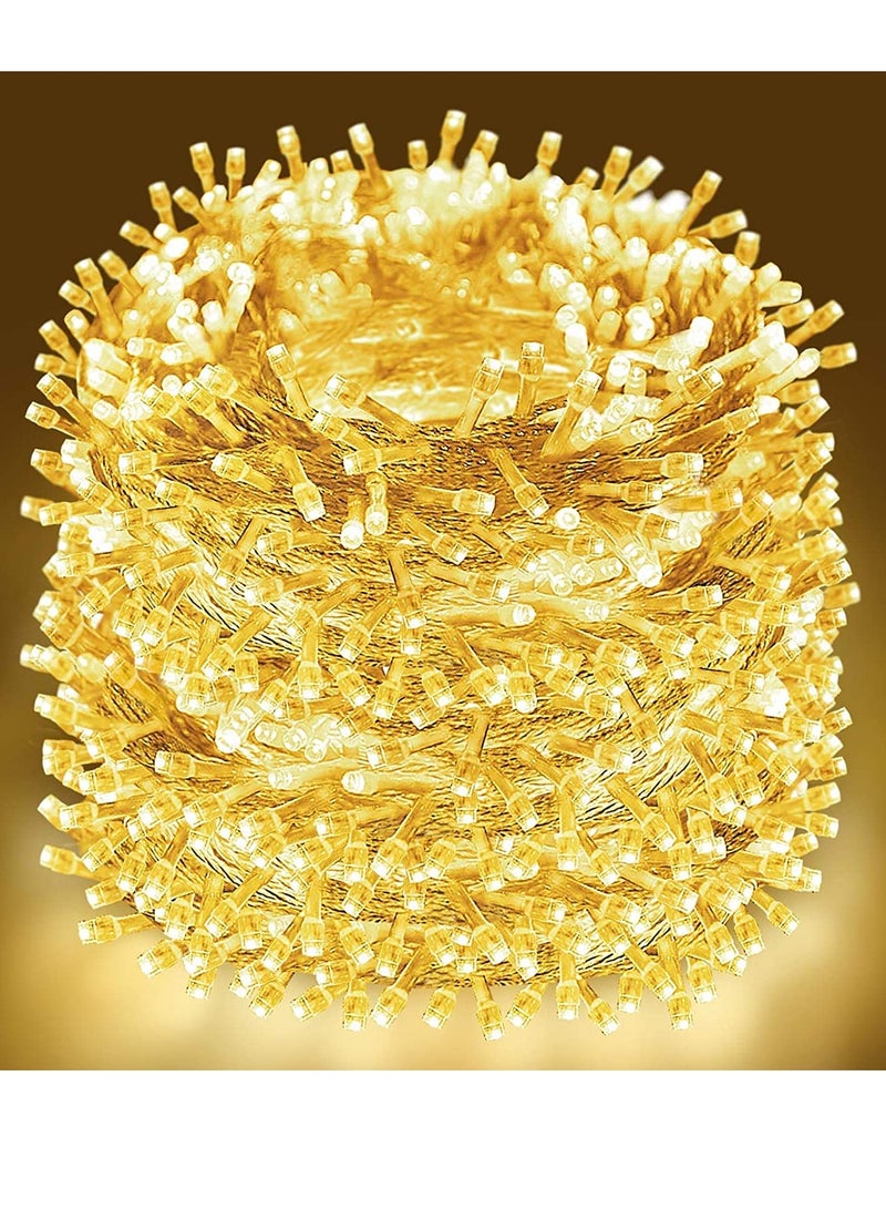 بامير أبيض دافئ 49 متر 490 LED سلسلة أضواء سلك أبيض شريط LED ديكور منزلي لعيد الميلاد وعيد رمضان وديوالي وحفلات الزفاف الديكور صندوق وضع واحد زر التحكم في إيقاف التشغيل - Image 1