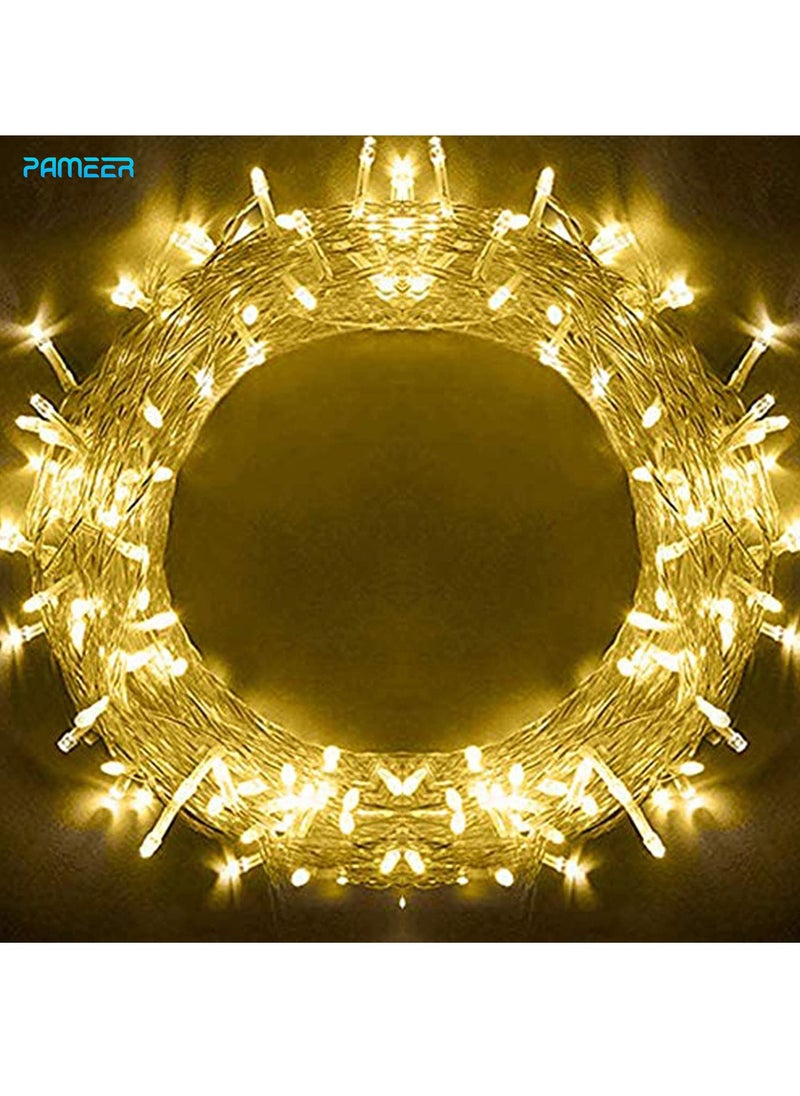 PAMEER Warm White 49mtr 490 LEDs String Lights White Wire Plug-in Home Decorative LED Strip for Christmas EID Ramadan Diwali and Wedding Parties Decoration Single Mode Box Button Control ON OFF  - Image 1