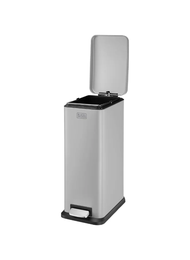 BLACK+DECKER Slimline Soft Close Recycle Pedal Bin Grey and Black 20 L 61248