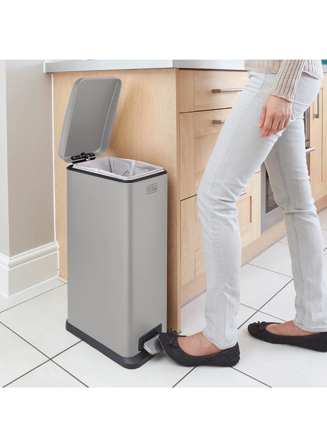 BLACK+DECKER Slimline Soft Close Recycle Pedal Bin Grey and Black 20 L 61248 - Image 4