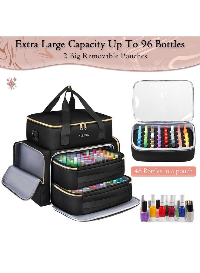 Yorepek YOREPEK Extra Large Nail Polish Organizer Case Holds 96 to 100+ Bottles (15ml/0.5 fl.oz) Nail Lamp, Nail Polish Travel Case Bag with 2 Removable Pouches Fits Nail Suppiles, Gift for Manicurist, Grils  - Image 2