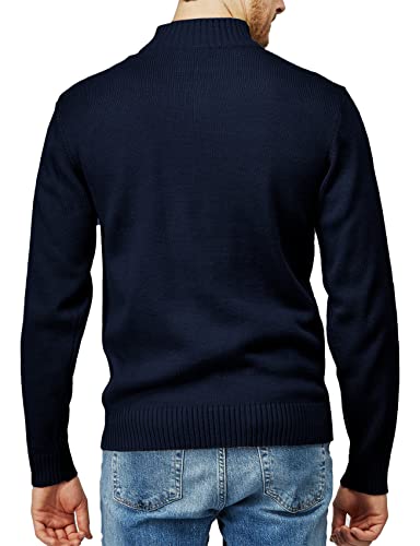 H2H Men's Slim Fit Color Contrast 1/4 Zip Mock Neck Knit Sweater Navy US L/Asia XL (KMOSWL021) - Image 4