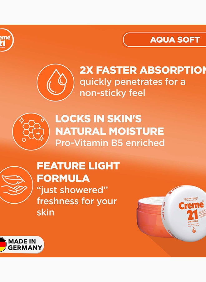 Creme 21 Aqua Soft Cream – 150ml | Face, Body & Hand Moisturizer with Pro Vitamin B5 | Lightweight, Fast Absorbing Formula with Long-Lasting Freshness | Suitable for Normal Skin | Made in Germany - Image 3
