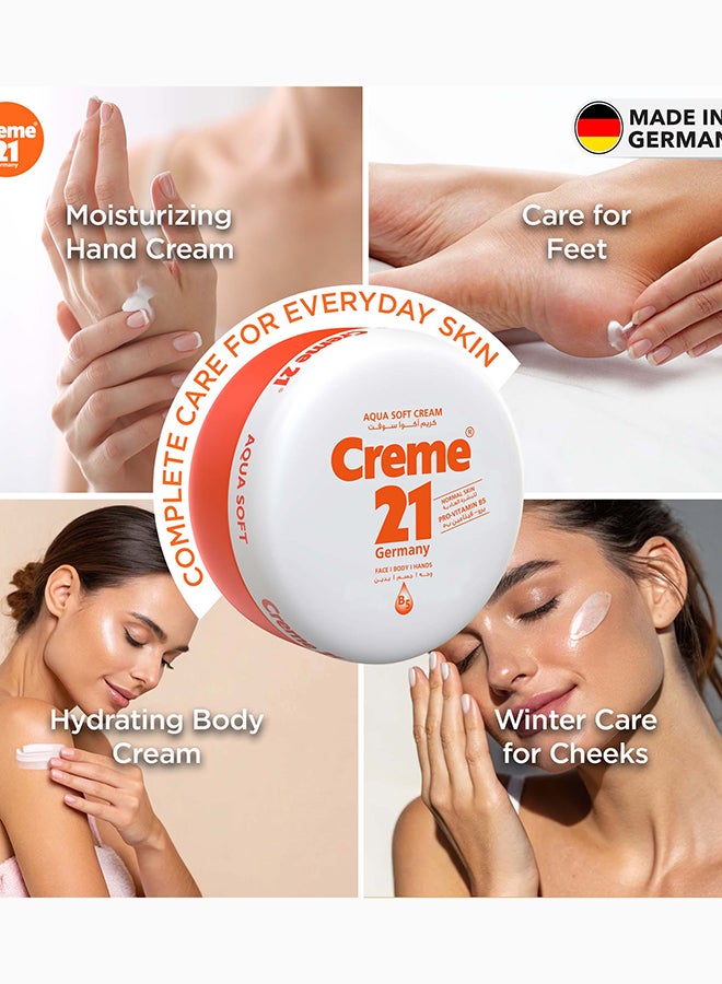 Creme 21 Aqua Soft Cream – 150ml | Face, Body & Hand Moisturizer with Pro Vitamin B5 | Lightweight, Fast Absorbing Formula with Long-Lasting Freshness | Suitable for Normal Skin | Made in Germany - Image 5