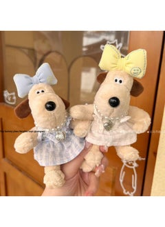 Generic 13cm Cute Handdog Bow Plaid Princess Skirt Pattern Love Necklace Keychain Hanging Ornaments Bag Ornaments-Color:Pure White Plaid Princess Dress Pattern Love Necklace-Height:Mobile Phone Back Clip (rope Random Matching)  - Image 4
