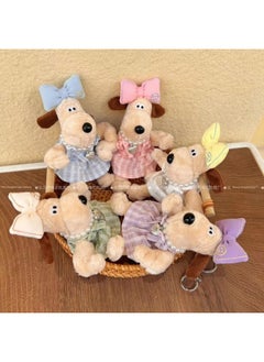 Generic 13cm Cute Handdog Bow Plaid Princess Skirt Pattern Love Necklace Keychain Hanging Ornaments Bag Ornaments-Color:Pure White Plaid Princess Dress Pattern Love Necklace-Height:Mobile Phone Back Clip (rope Random Matching)  - Image 3