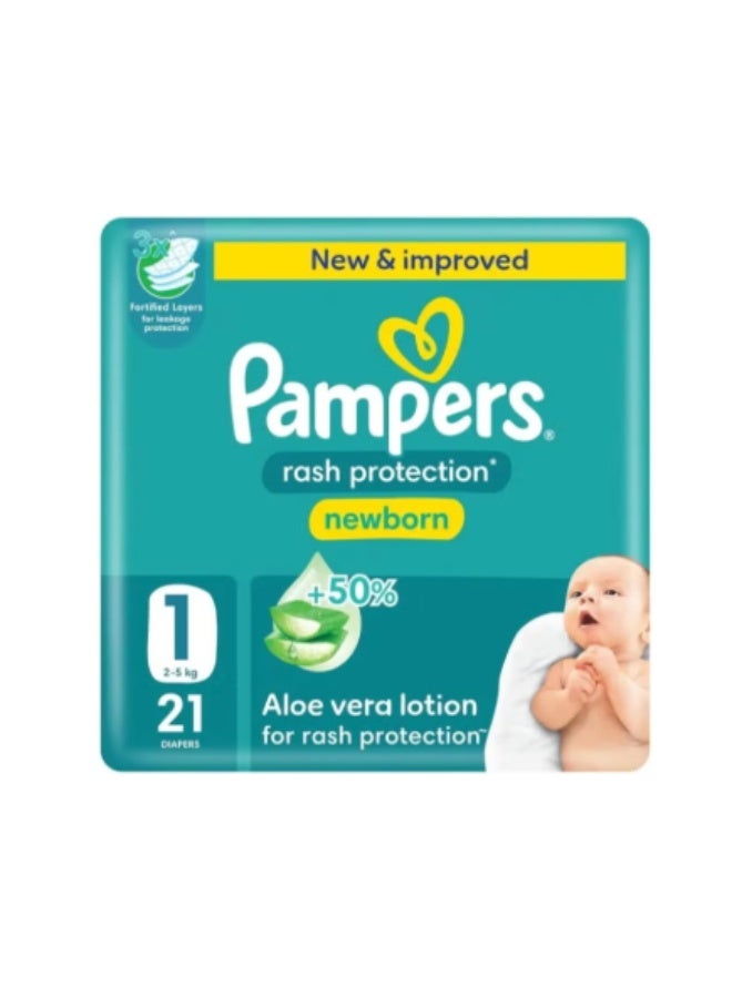 Pampers Baby-Dry Newborn Taped Diapers with Aloe Vera Lotion, Leakage Protection, Size 1, 2-5kg, Carry Pack, 21 Count - Image 2