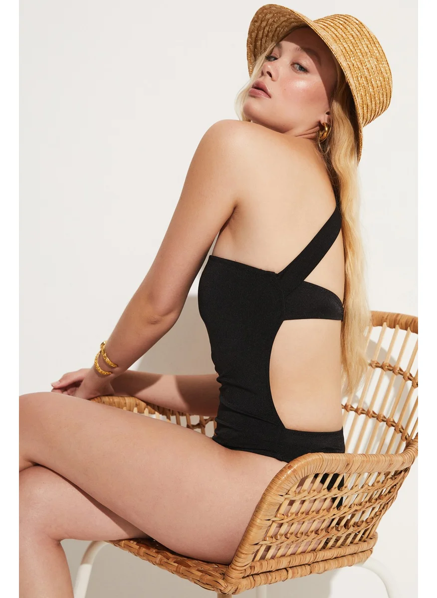 JUNE One Shoulder Backless Swimsuit