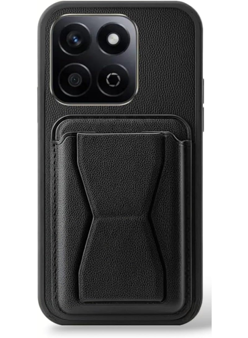 Honor X6c Case with Card Holder and Kickstand PU Leather Cover Shockproof Slim Anti-Scratch Protective Cover for Honor X6c - Black