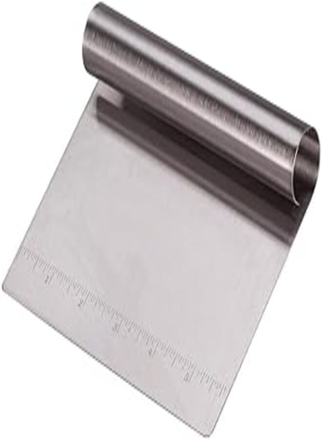Stainless Steel Bench Scraper for Bakers: Includes Dough Measuring Scale for Consistent, Perfect Results 