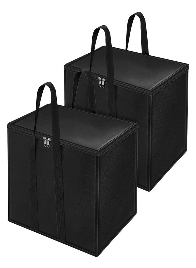 Storite 2 Pack Heavy Duty Nylon 70 L Multi-Purpose Moisture Proof Large Storage Bag for Toys/Stationery/Blankets/Clothes/Moving Bags With Strong Handles Rectangular (Black, 55.8x34x36.8cm) - Image 1