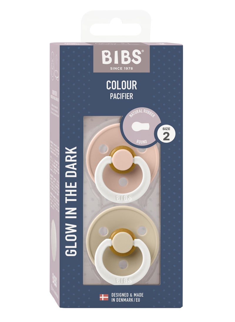 BIBS BIBS Pacifier glowing Colour Round Pack of 2 Size 2 (+6 months)  - Image 1