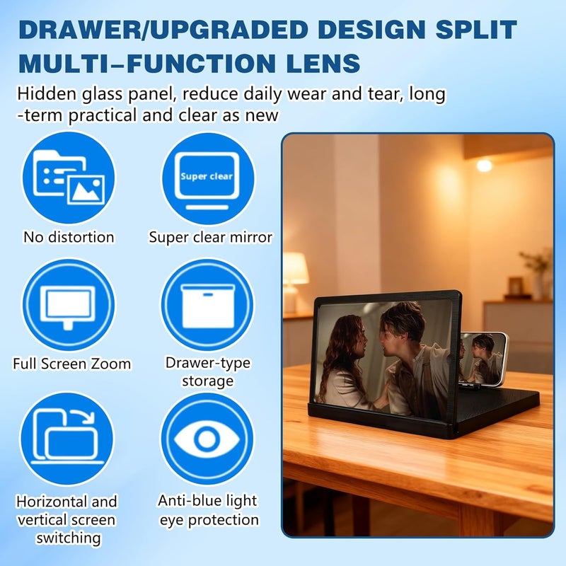 Movued Big Screen Phone Magnifier,HD Screen Expander, Foldable Phone Stand with Movie Screen Amplifier for Travel, Portable 3D Magnifying Screen for Elderly, with All Phones (10 in) - Image 2