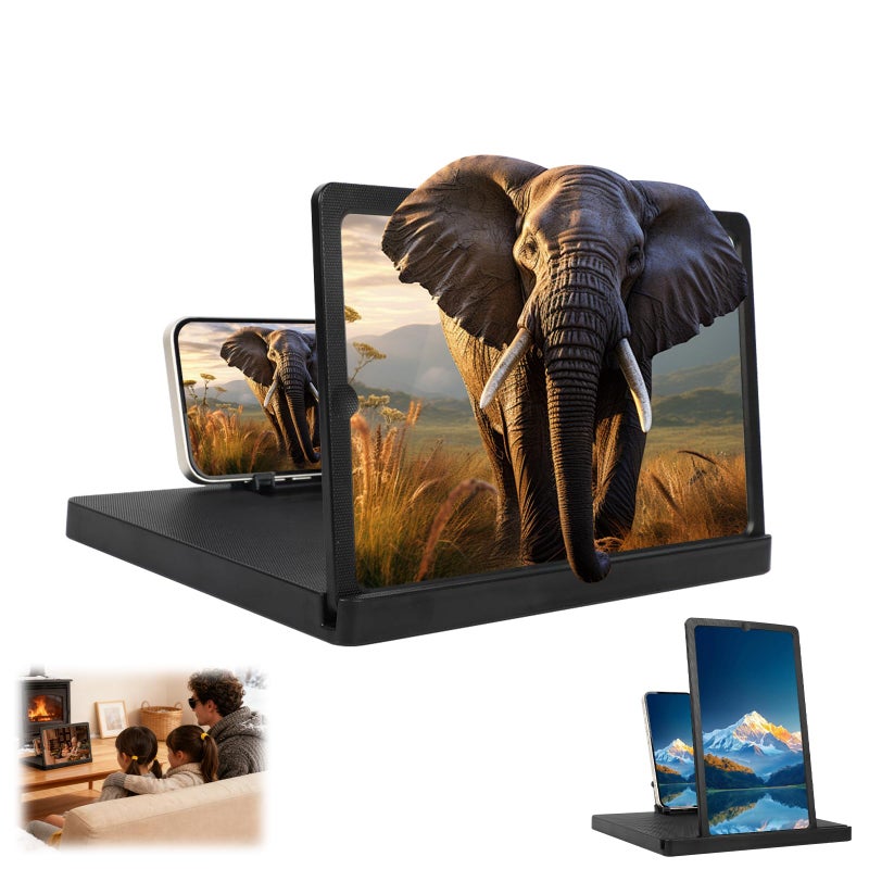 Movued Big Screen Phone Magnifier,HD Screen Expander, Foldable Phone Stand with Movie Screen Amplifier for Travel, Portable 3D Magnifying Screen for Elderly, with All Phones (10 in) - Image 1