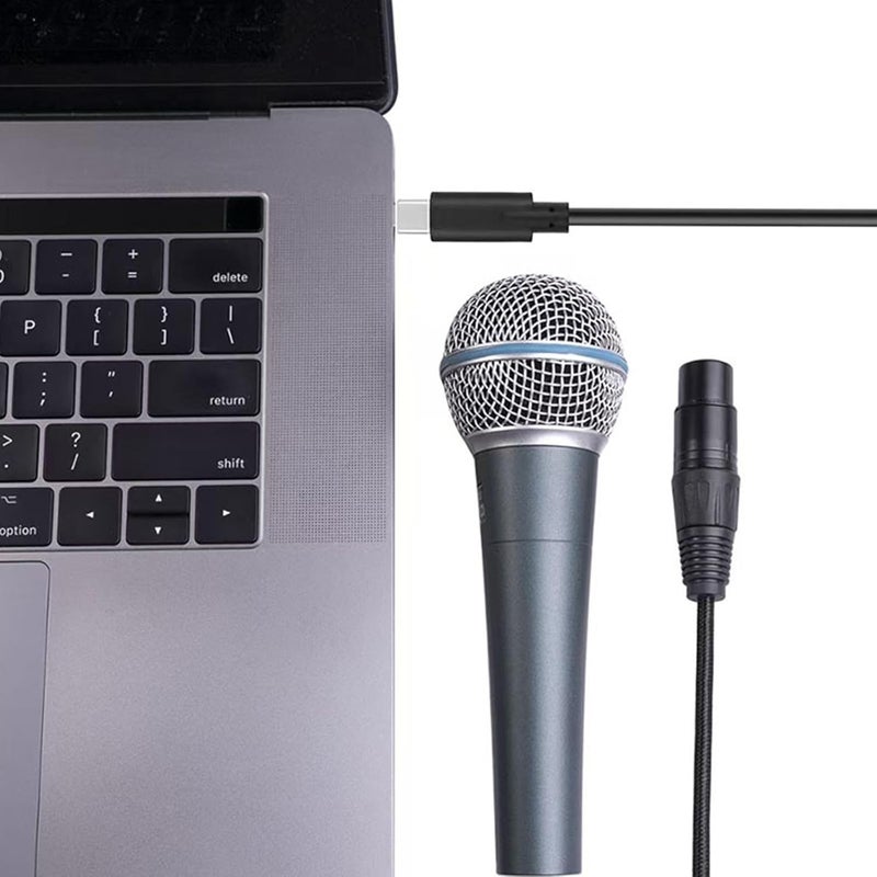 USB Type C إلى 3 Pin XLR ذكر أنثى كابل ميكروفون متوازن TYPEC نقل - Image 3