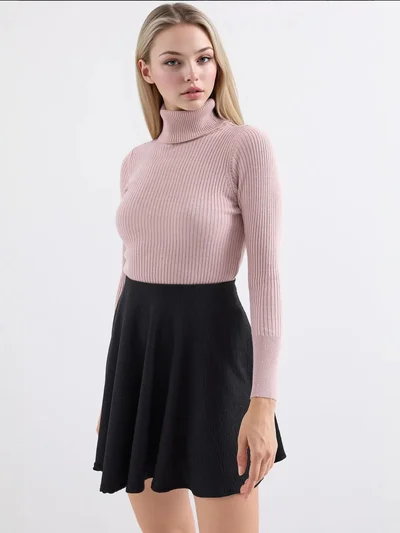 BIG DART BDART Textured Turtleneck Fitted Sweater