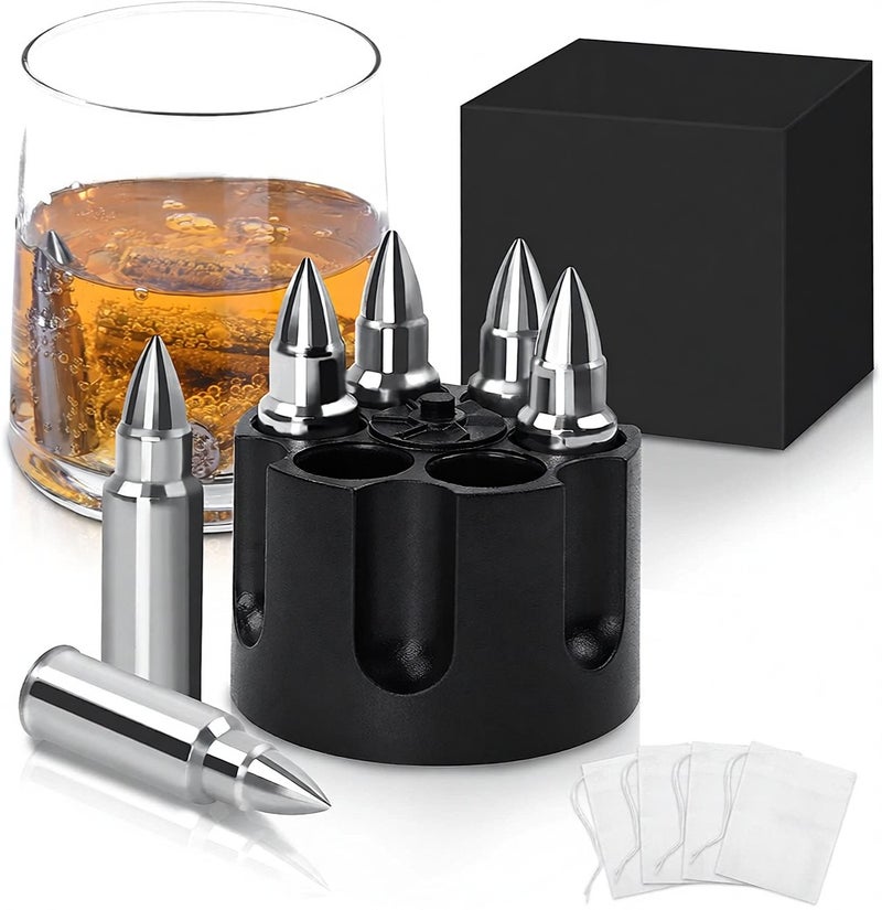 Gifts for Men Dad, 6 Pcs Whiskey Stones Unique Gifts Birthday Ideas for Him Boyfriend Husband Grandpa Cool Gadgets Presents, Father's Day, Christmas Stocking Stuffer(Silver) - Image 1