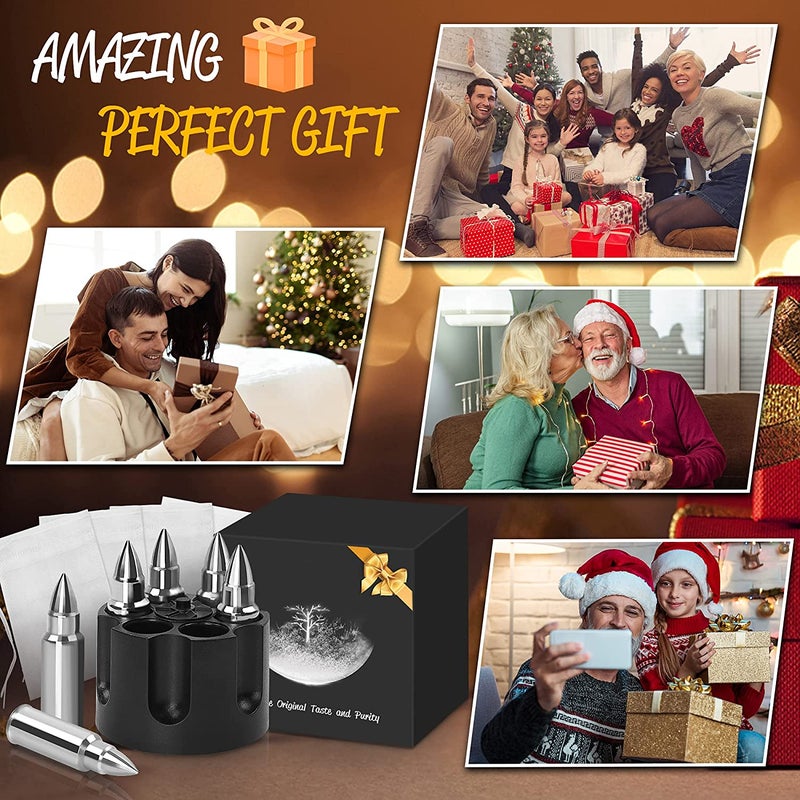Gifts for Men Dad, 6 Pcs Whiskey Stones Unique Gifts Birthday Ideas for Him Boyfriend Husband Grandpa Cool Gadgets Presents, Father's Day, Christmas Stocking Stuffer(Silver) - Image 3