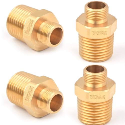Tsinghwang 4 Pack RV Faucet Adapter 1/2 to 3/8 Reducer Faucet Supply Line Adapter Brass Compression Fitting Compatible with Plumbing Water Hose - Image 1