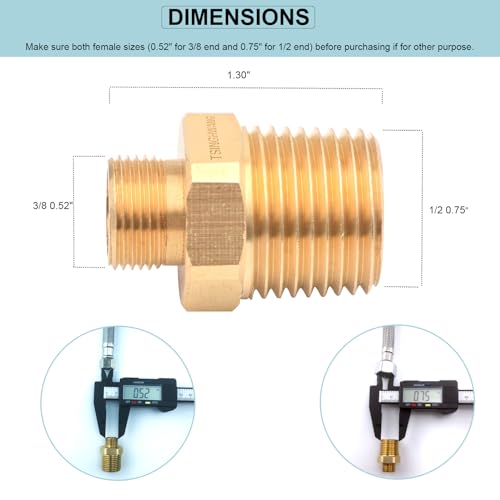 Tsinghwang 4 Pack RV Faucet Adapter 1/2 to 3/8 Reducer Faucet Supply Line Adapter Brass Compression Fitting Compatible with Plumbing Water Hose - Image 2